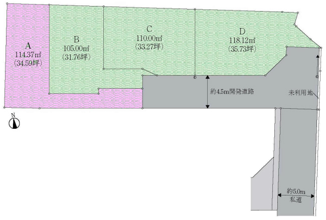 分倍河原の土地。府中市美好町3丁目g-22924の地形図です。