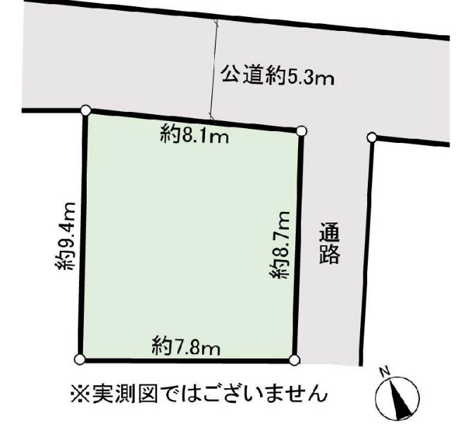 中河原の土地。府中市日新町3丁目g-23006の地形図です。