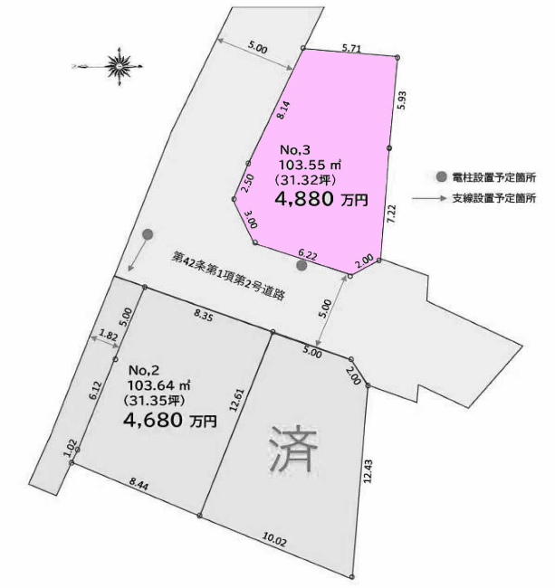 武蔵野台の土地。府中市白糸台4丁目g-23009の地形図です。