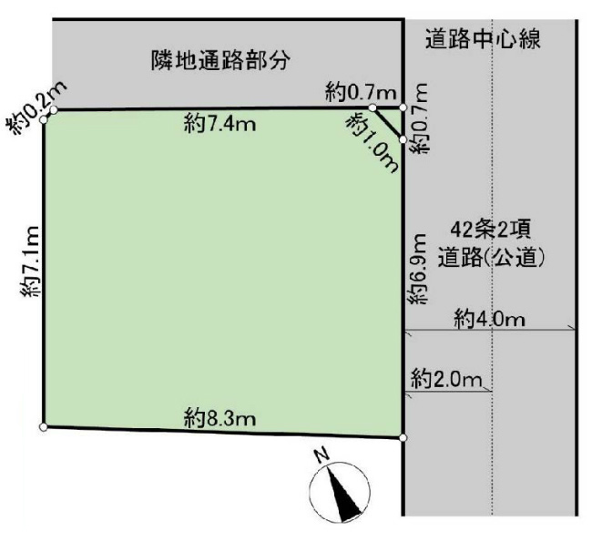 西府の土地。府中市西府町4丁目g-23024の地形図です。