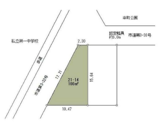 府中の土地。府中市幸町1丁目g-23044の地形図です。