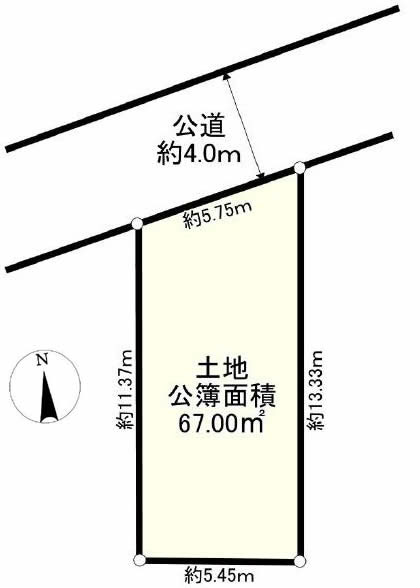 府中の土地。府中市新町2丁目g-23057の地形図です。