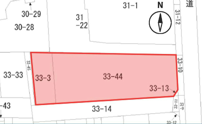 西府の土地。府中市西府町3丁目g-23090の地形図です。