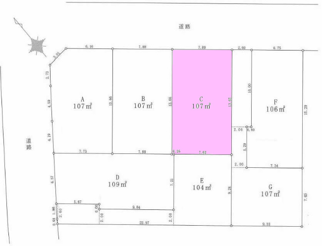 中河原の土地。府中市住吉町3丁目g-23156の地形図です。