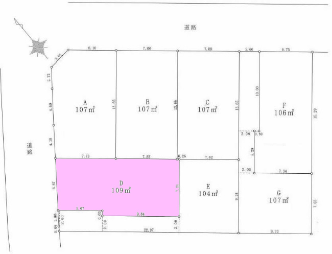 中河原の土地。府中市住吉町3丁目g-23157の地形図です。