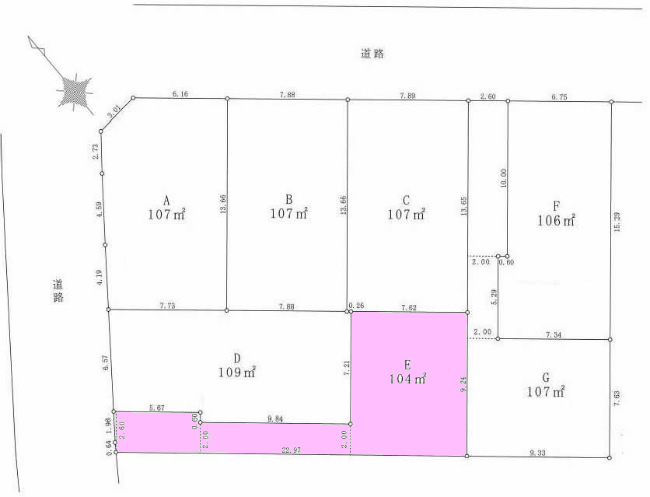 中河原の土地。府中市住吉町3丁目g-23158の地形図です。