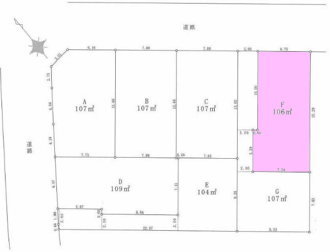 中河原の土地。府中市住吉町3丁目g-23159の地形図です。