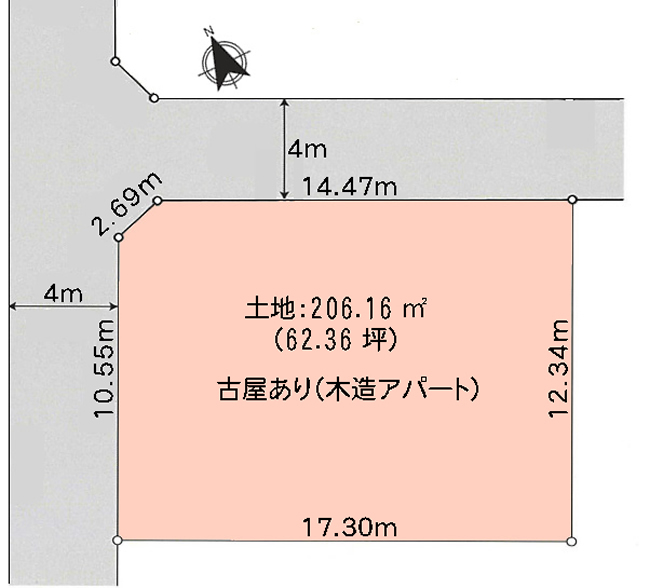 東府中の土地。府中市浅間町４丁目g-23172の地形図です。