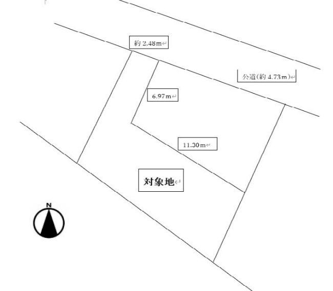 中河原の土地。府中市四谷3丁目g-23178の地形図です。