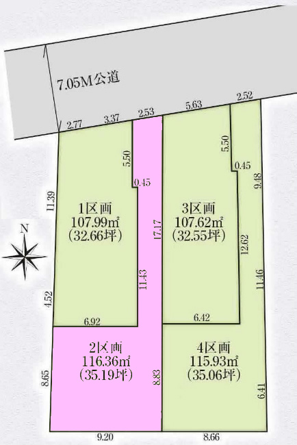 多磨霊園の土地。府中市是政2丁目g-23207の地形図です。