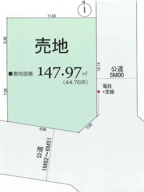 東府中の土地。府中市若松町4丁目g-23233の地形図です。