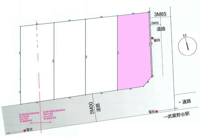 府中市白糸台4丁目の土地。g-23325の地形図です。