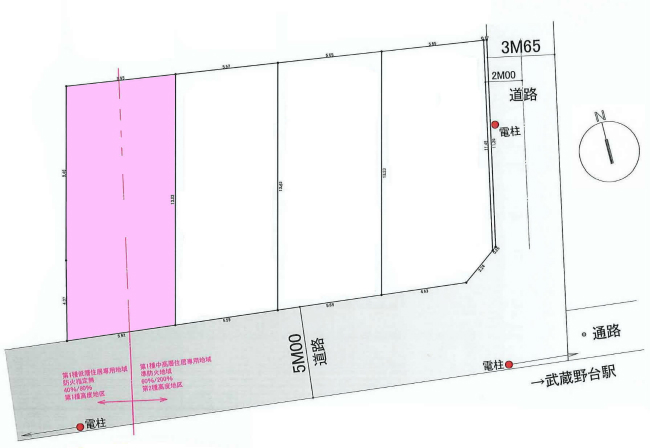 府中市白糸台4丁目の土地。g-23328の地形図です。
