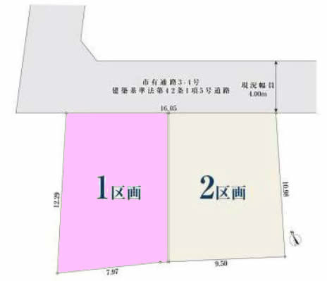 府中市新町1丁目の土地。g-23352の地形図です。