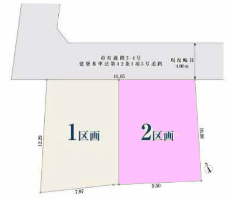 府中市新町1丁目の土地。g-23353の地形図です。