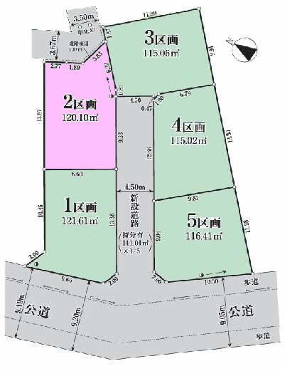 府中市小柳町2丁目の土地。g-23390の地形図です。