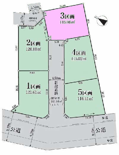 府中市小柳町2丁目の土地。g-23391の地形図です。