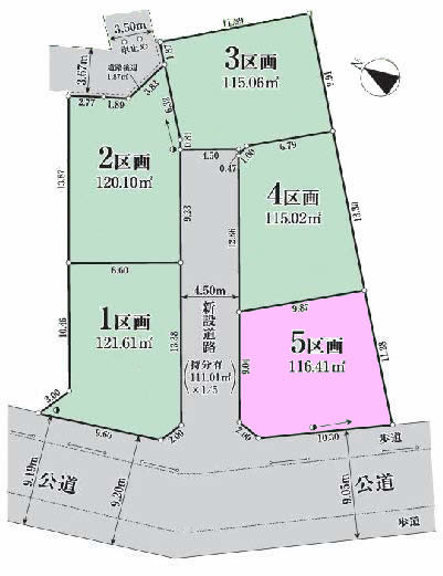 府中市小柳町2丁目の土地。g-23393の地形図です。