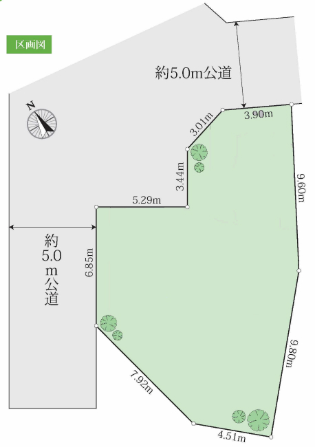 府中市本宿町1丁目の土地。g-23400の地形図です。