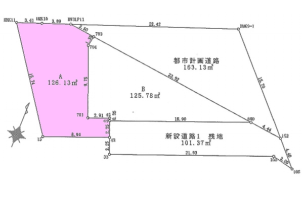 府中市南町6丁目の土地。g-23422の地形図です。