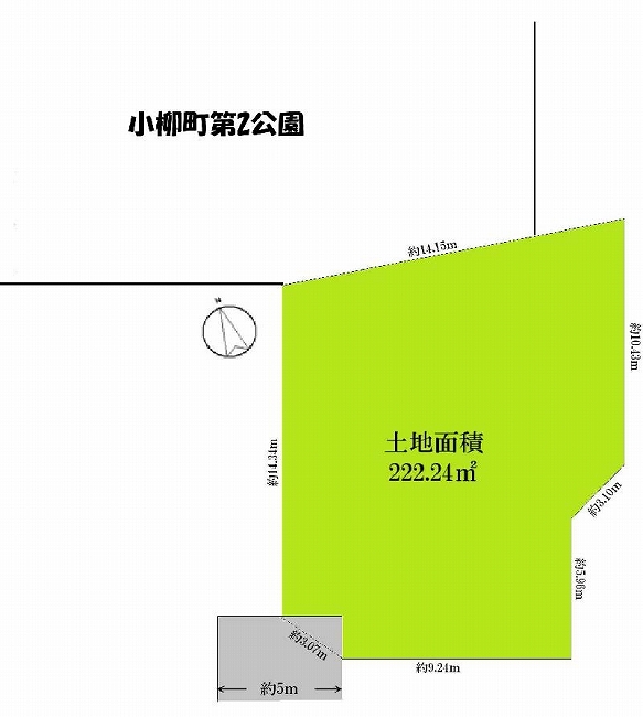 府中市小柳町5丁目の土地。g-23444の地形図です。