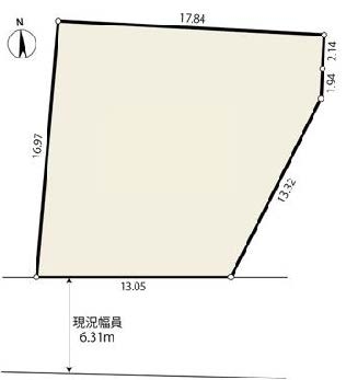 府中市是政2丁目の土地。g-23463の地形図です。
