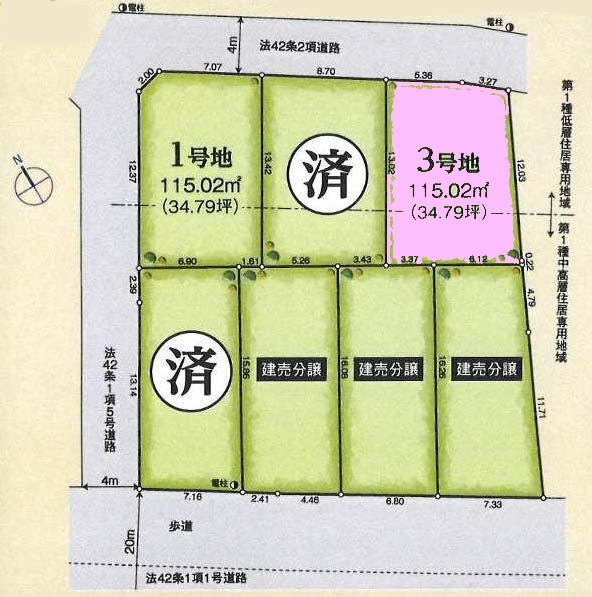 府中市清水が丘2丁目の土地。g-23465の地形図です。