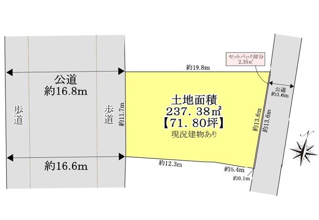 府中市寿町2丁目の土地。g-23469の地形図です。