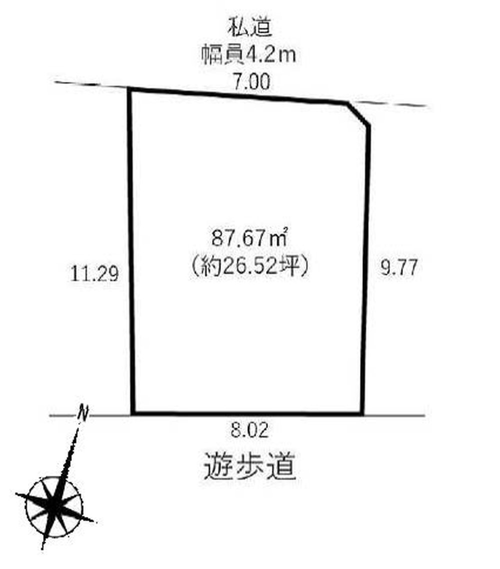 府中市是政1丁目 売地（多磨霊園駅・G-23585）の地形図