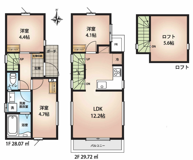 府中市本宿町4丁目新築h-47473間取り