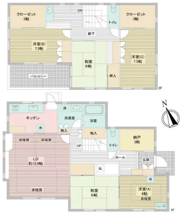 府中市小柳町5丁目 中古一戸建て（競艇場前駅・H-47846）の間取り図