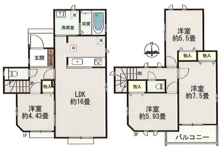 府中市日新町3丁目 新築一戸建て（西府駅・H-48006）の間取り図
