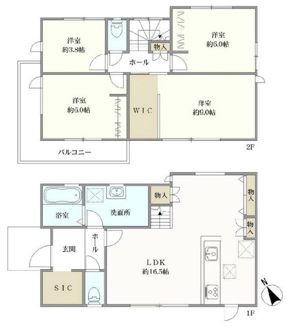 府中市押立町5丁目 新築一戸建て（飛田給駅・H-48031）の間取り図