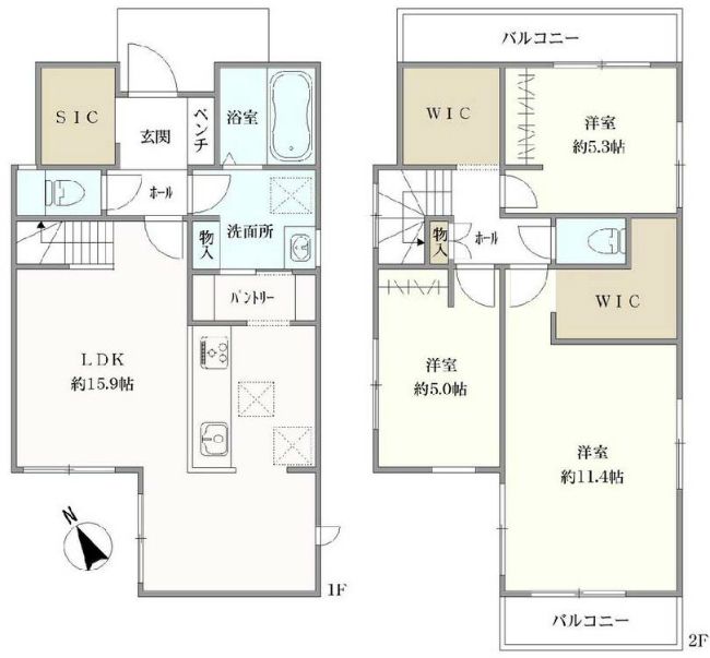 府中市押立町5丁目 新築一戸建て（飛田給駅・H-48035）の間取り図