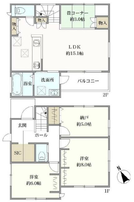 府中市押立町5丁目 新築一戸建て（飛田給駅・H-48038）の間取り図