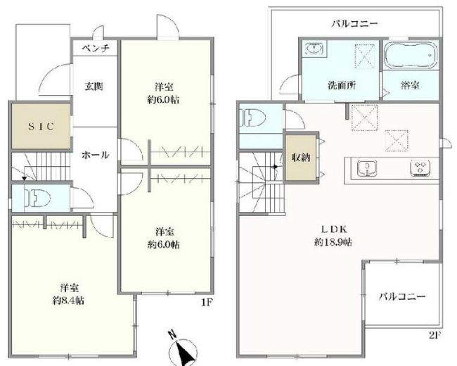 府中市押立町5丁目 新築一戸建て（飛田給駅・H-48039）の間取り図