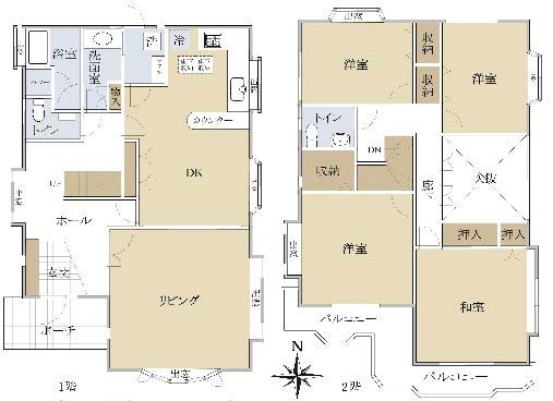 府中市浅間町3丁目 中古一戸建て（府中駅・H-48080）の間取り図