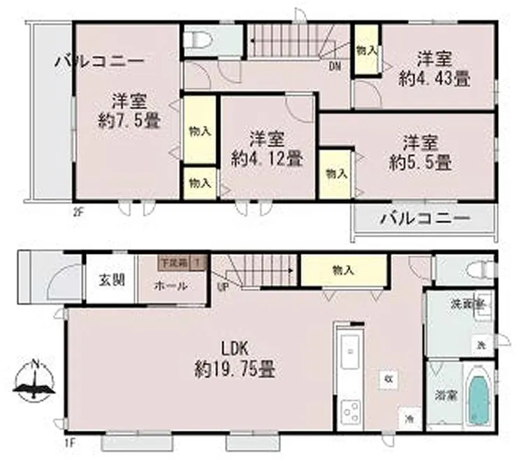 府中市本宿町4丁目 新築一戸建て（西府駅・H-48123）の間取り図