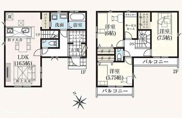 府中市分梅町3丁目 新築一戸建て（分倍河原駅・H-48134）の間取り図