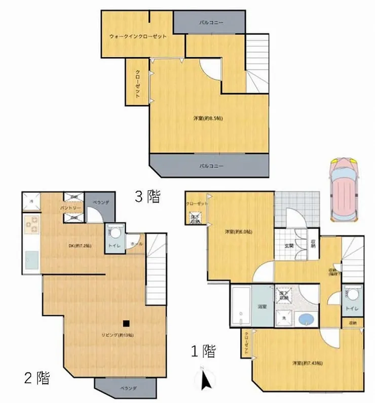 府中市清水が丘2丁目 中古一戸建て（東府中駅・H-48152）の間取り図