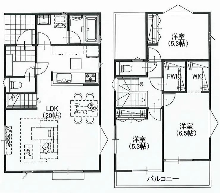府中市白糸台2丁目 新築一戸建て（武蔵野台駅・H-48153）の間取り図