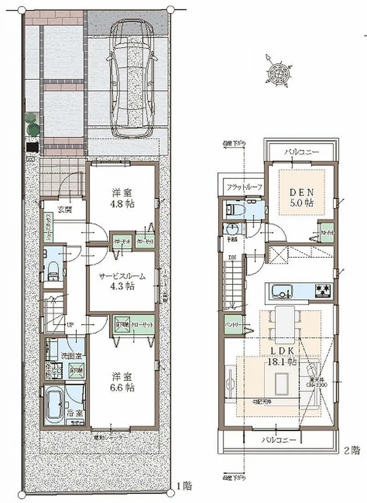 府中市分梅町3丁目 新築一戸建て（府中駅・H-48156）の間取り図