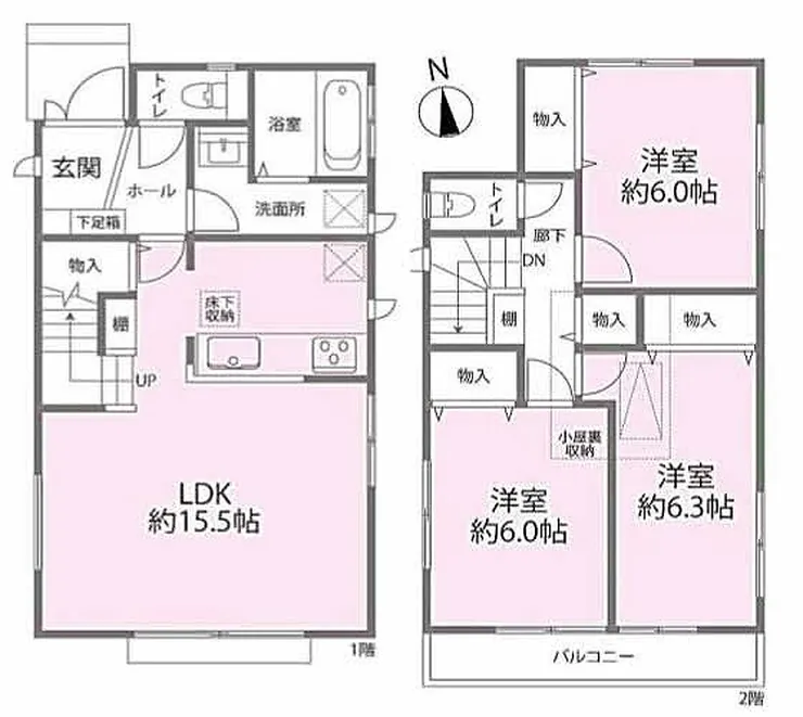 府中市浅間町2丁目 中古一戸建て（東府中駅・H-48165）の間取り図