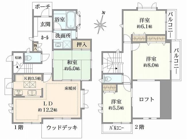 府中市多磨町1丁目 中古一戸建て（多磨駅・H-48166）の間取り図
