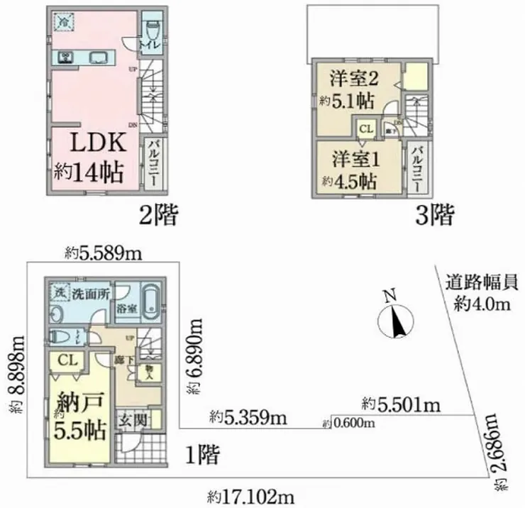府中市府中町1丁目 中古一戸建て（H-48185）の間取り図