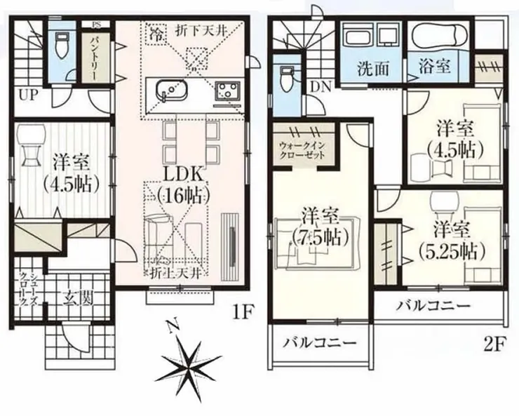 府中市四谷3丁目 新築一戸建て（中河原駅・H-48206）の間取り図