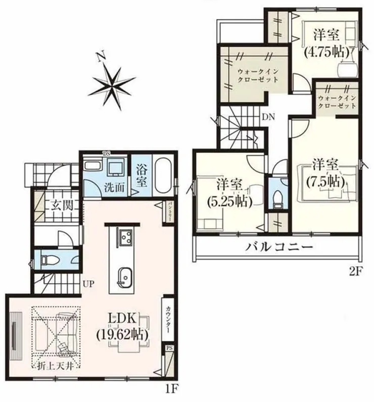 府中市四谷3丁目 新築一戸建て（中河原駅・H-48208）の間取り図
