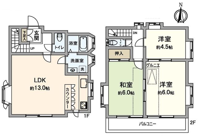 府中市押立町5丁目 中古一戸建て（飛田給駅・H-48216）の間取り図