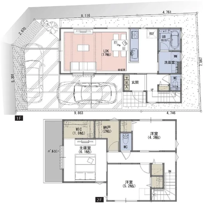府中市住吉町3丁目 新築一戸建て（中河原駅・H-48220）の間取り図