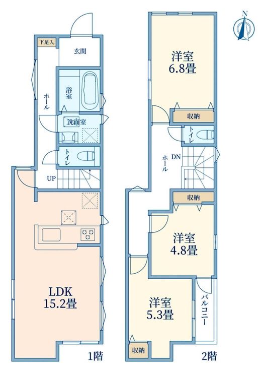 府中市小柳町4丁目 新築一戸建て（競艇場前駅・H-48239）の間取り図